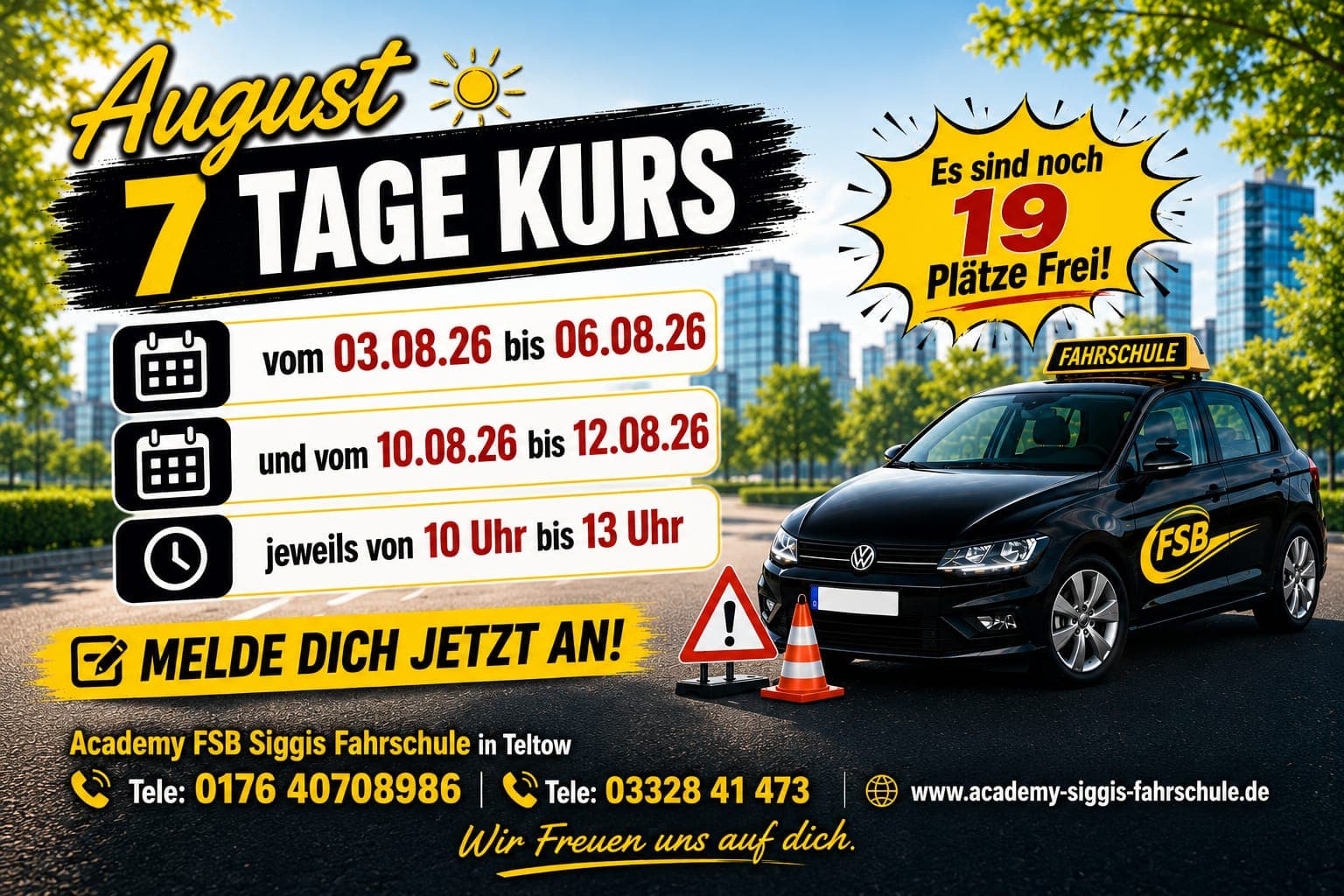 Theorie in 7 Tagen vom 03.08. - 12.08.2026 ab 10 Uhr